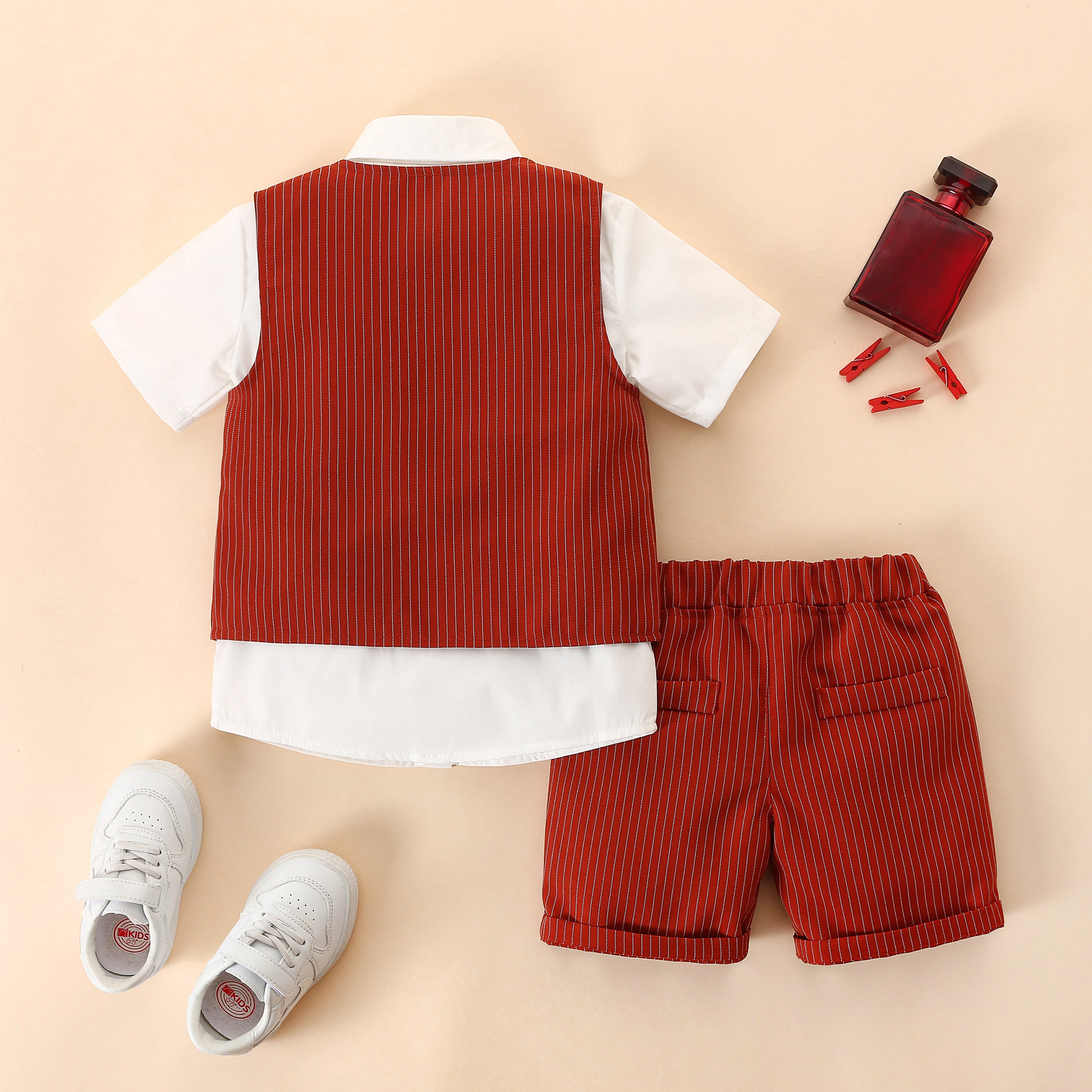 Infant Boys Striped Pure Cotton Four Piece Suit