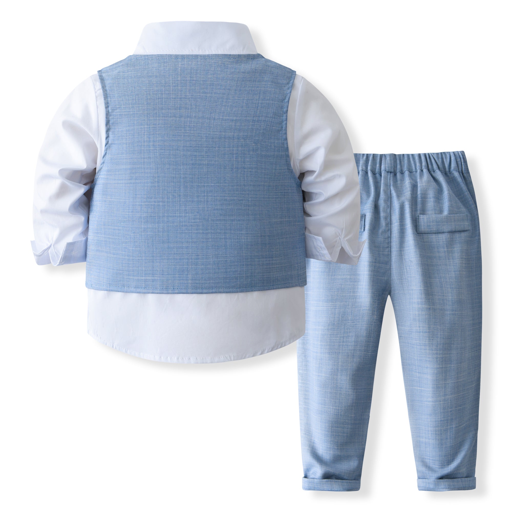 Boys Pure Cotton Shirt With Trouser & Waistcoat