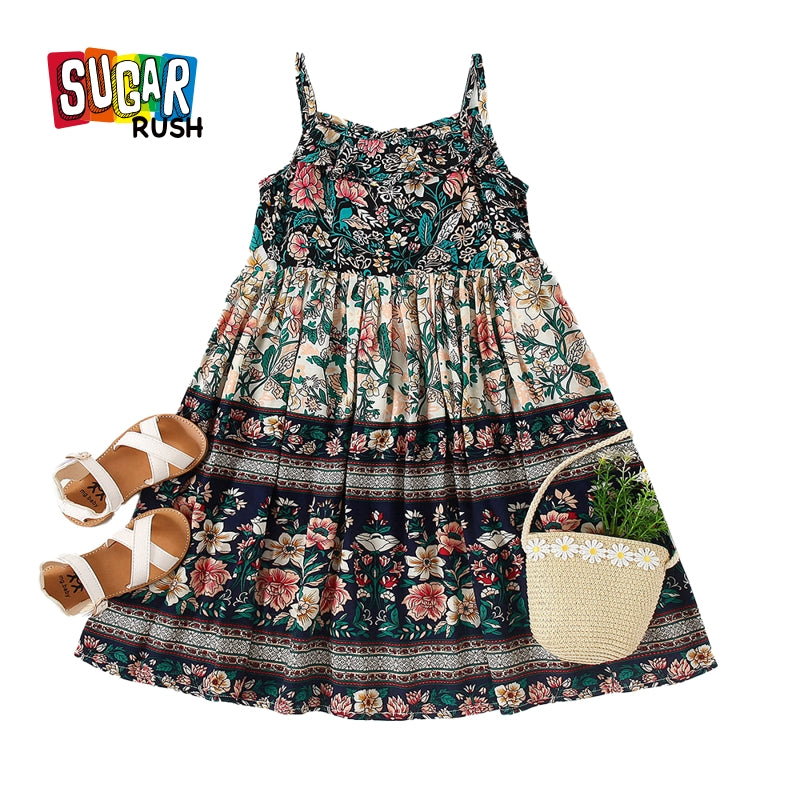 Floral Print Layered A-Line Dress