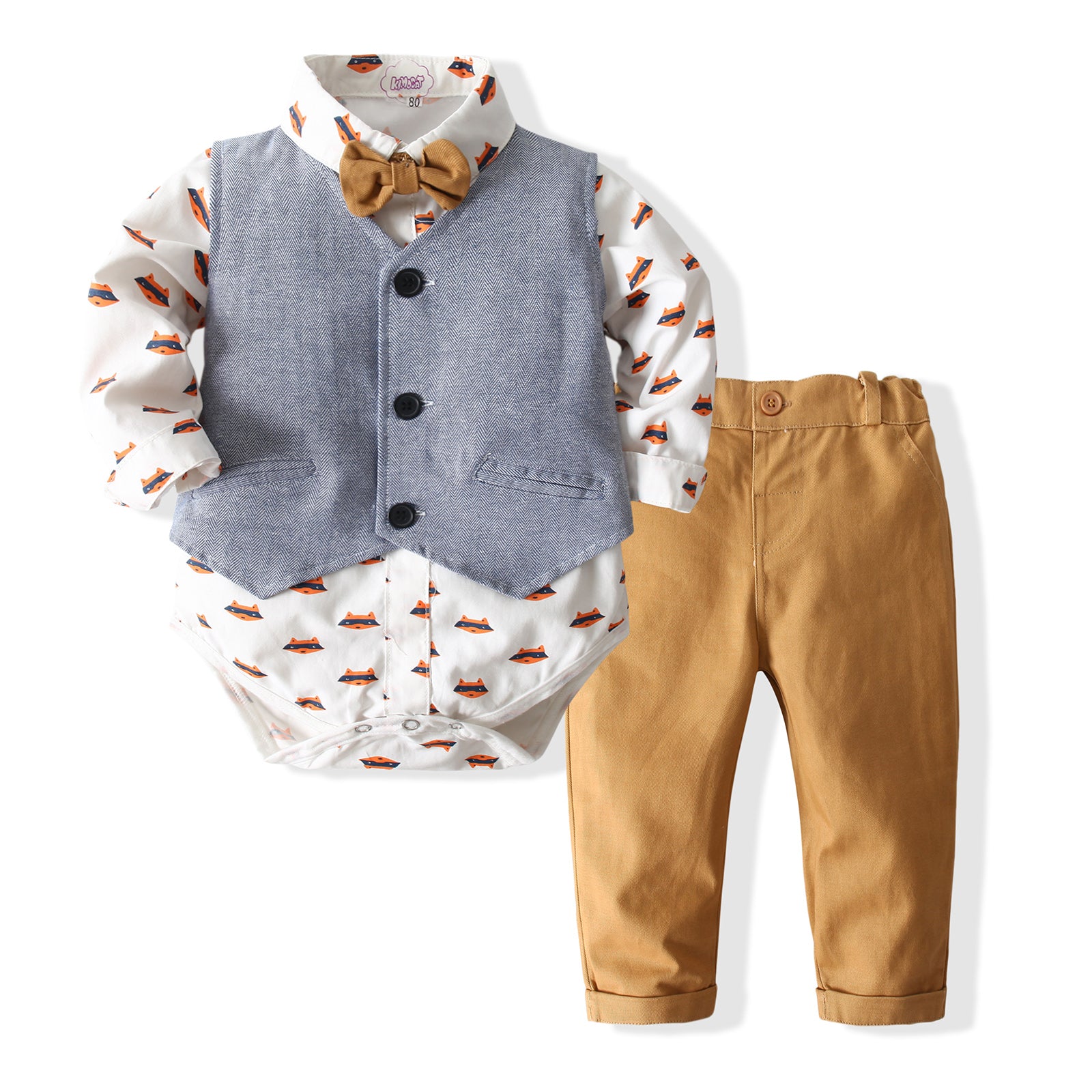 Boys Printed 3-Piece Cotton Suits