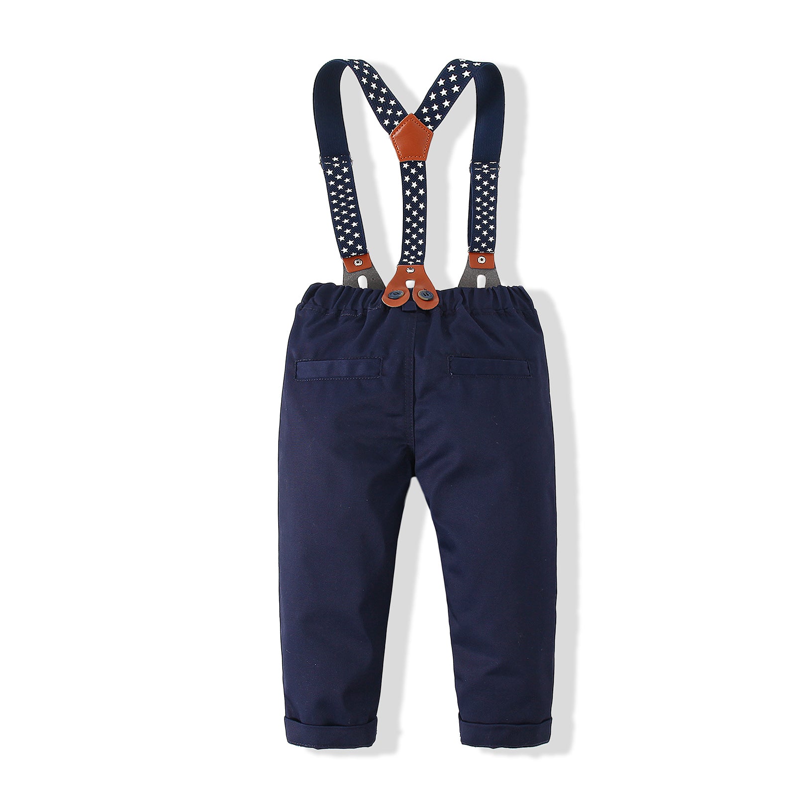 Boys Checked Pure Cotton Shirt With Trousers And Suspenders