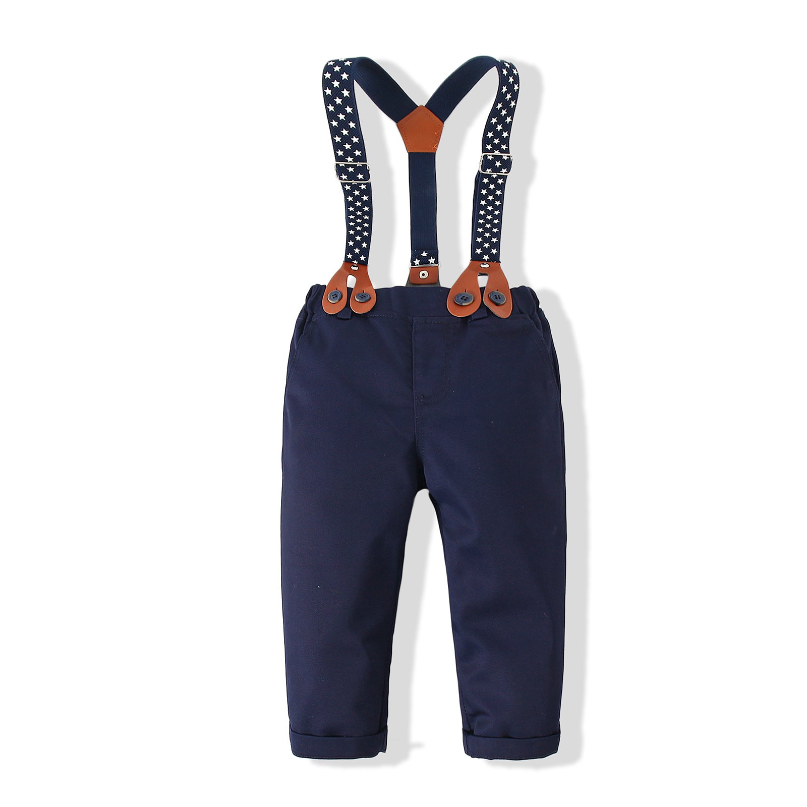 Boys Checked Pure Cotton Shirt With Trousers And Suspenders