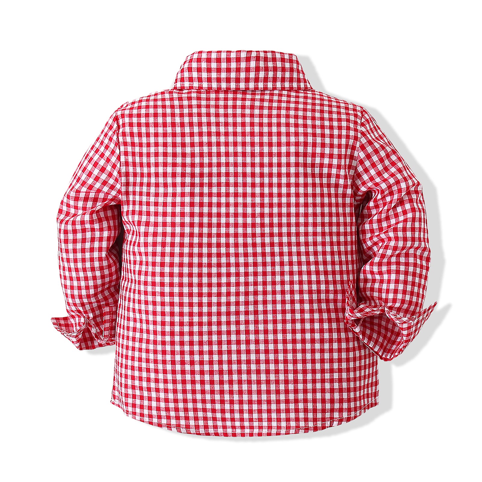 Boys Checked Pure Cotton Shirt With Trousers And Suspenders