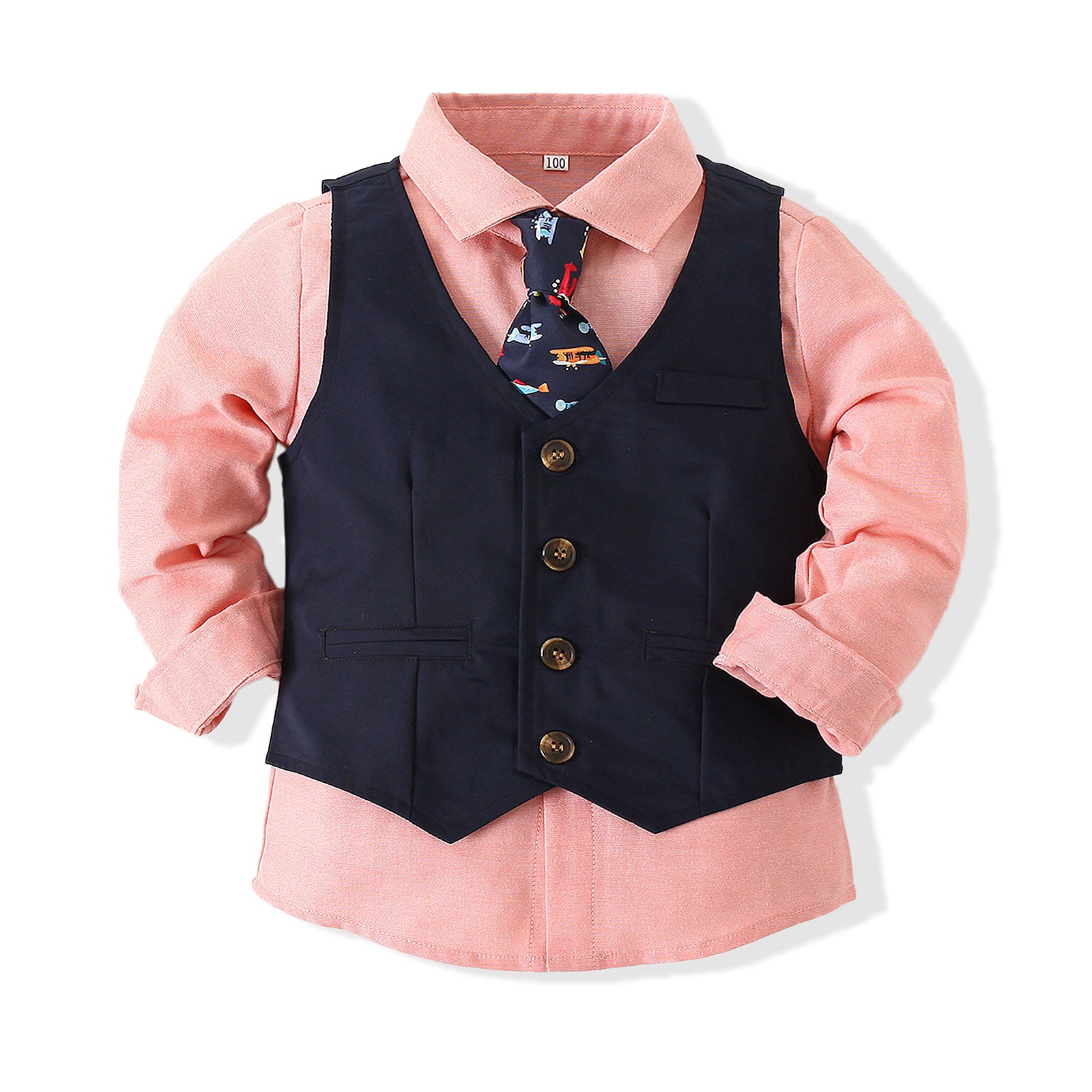 Boys 3-Piece Single-Breasted Cotton Suits