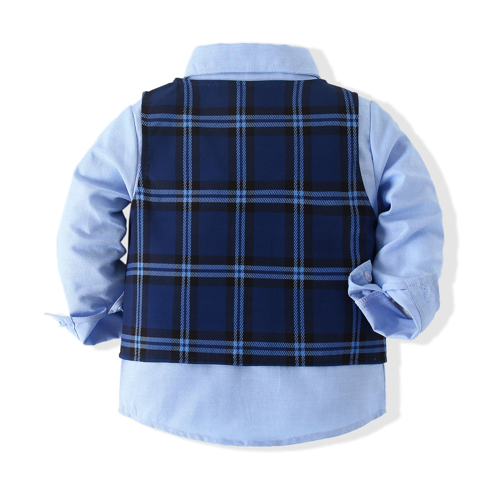 Boys Checked Pure Cotton Single-Breasted Three Piece Suit