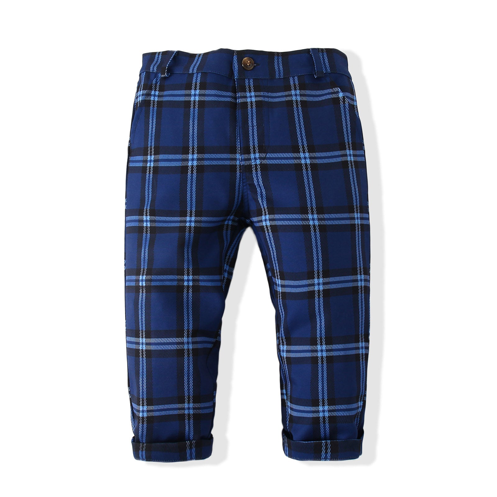 Boys Checked Pure Cotton Single-Breasted Three Piece Suit