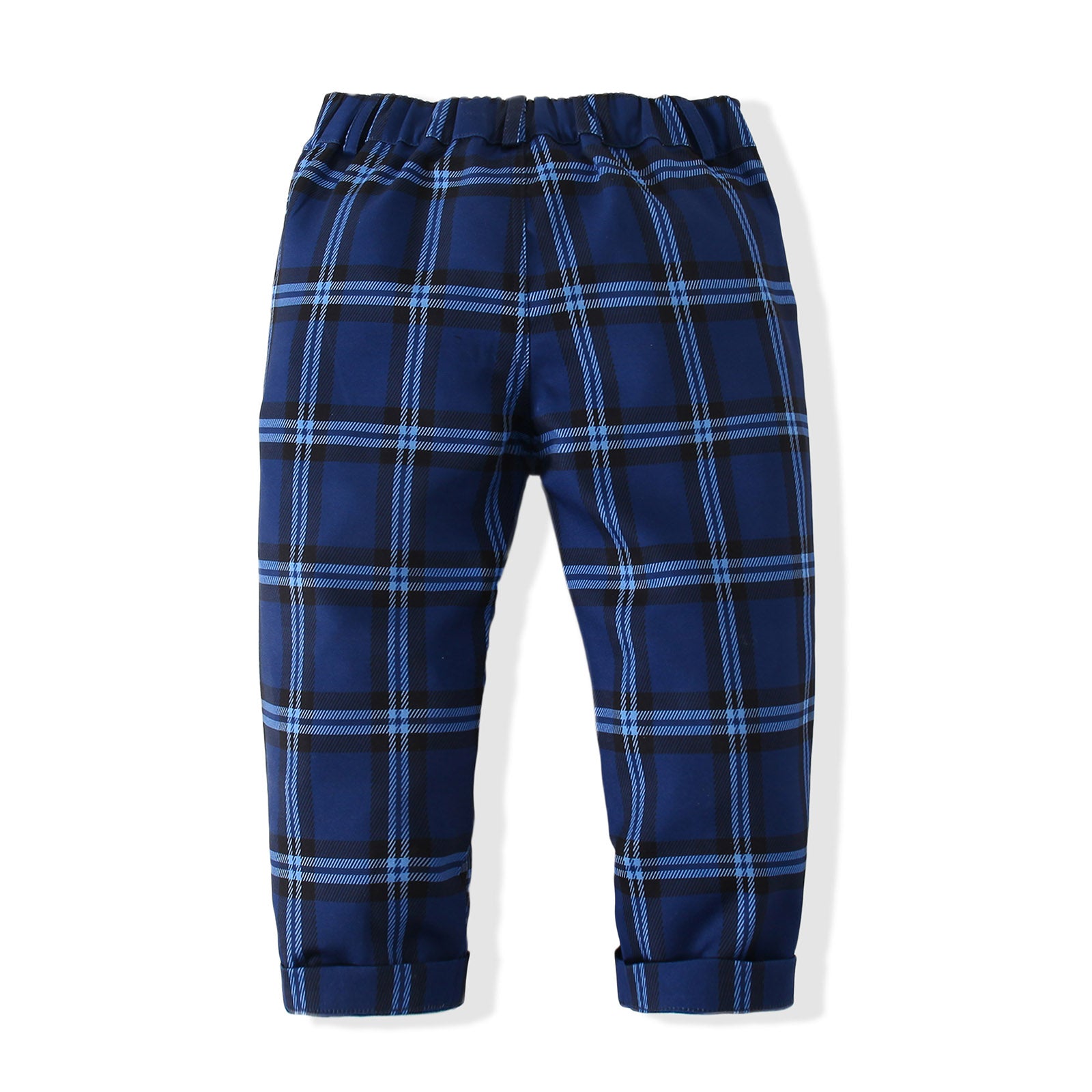 Boys Checked Pure Cotton Single-Breasted Three Piece Suit