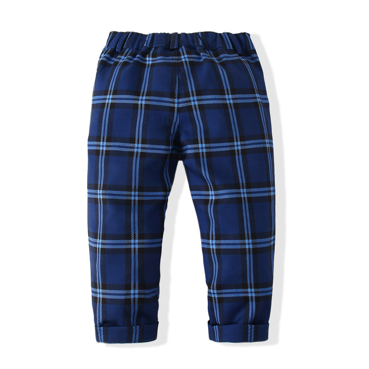 Boys Checked Pure Cotton Single-Breasted Three Piece Suit