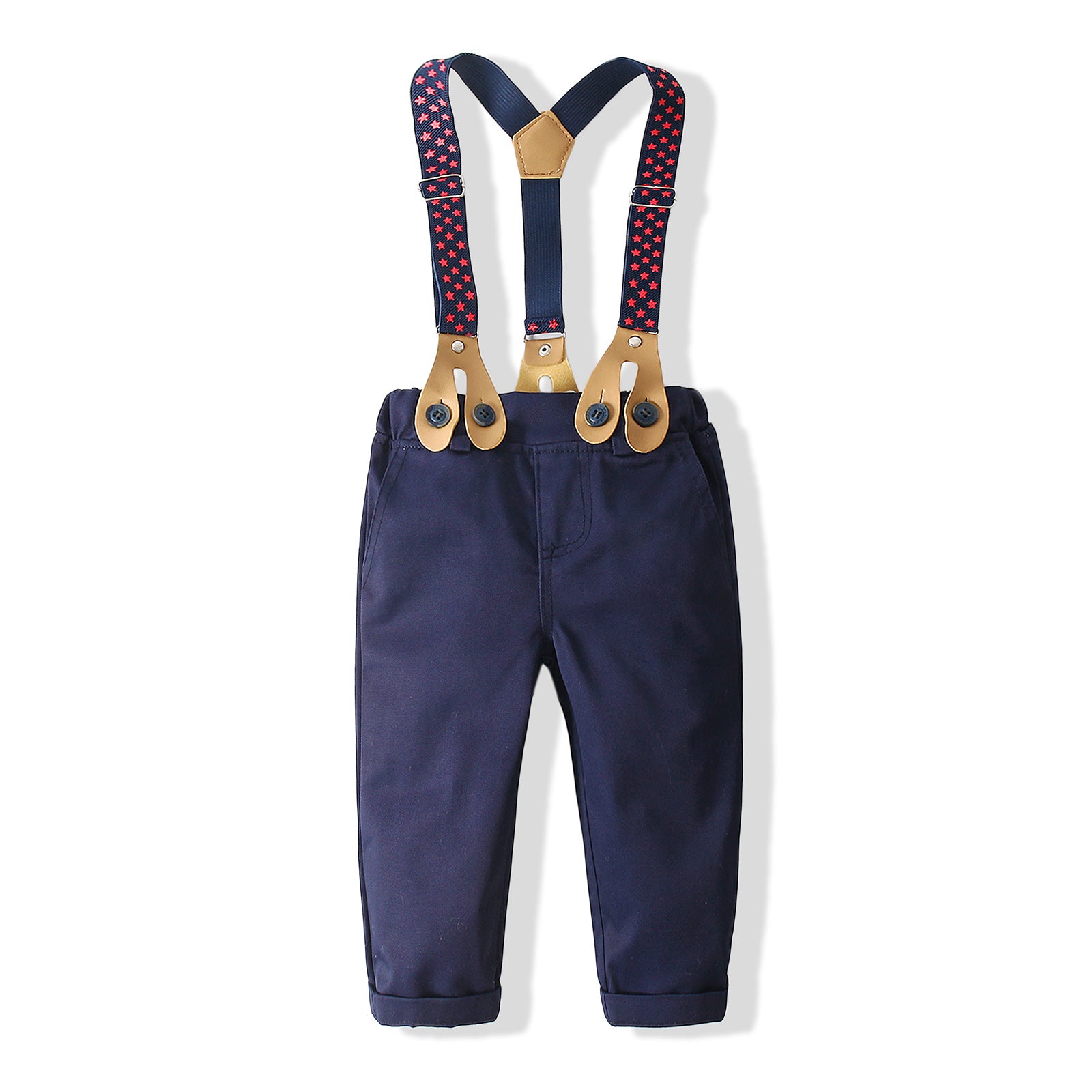 Boys Checked Pure Cotton Shirt With Trousers And Suspenders