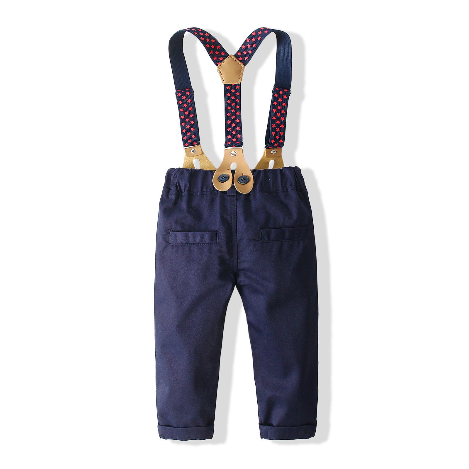Boys Checked Pure Cotton Shirt With Trousers And Suspenders