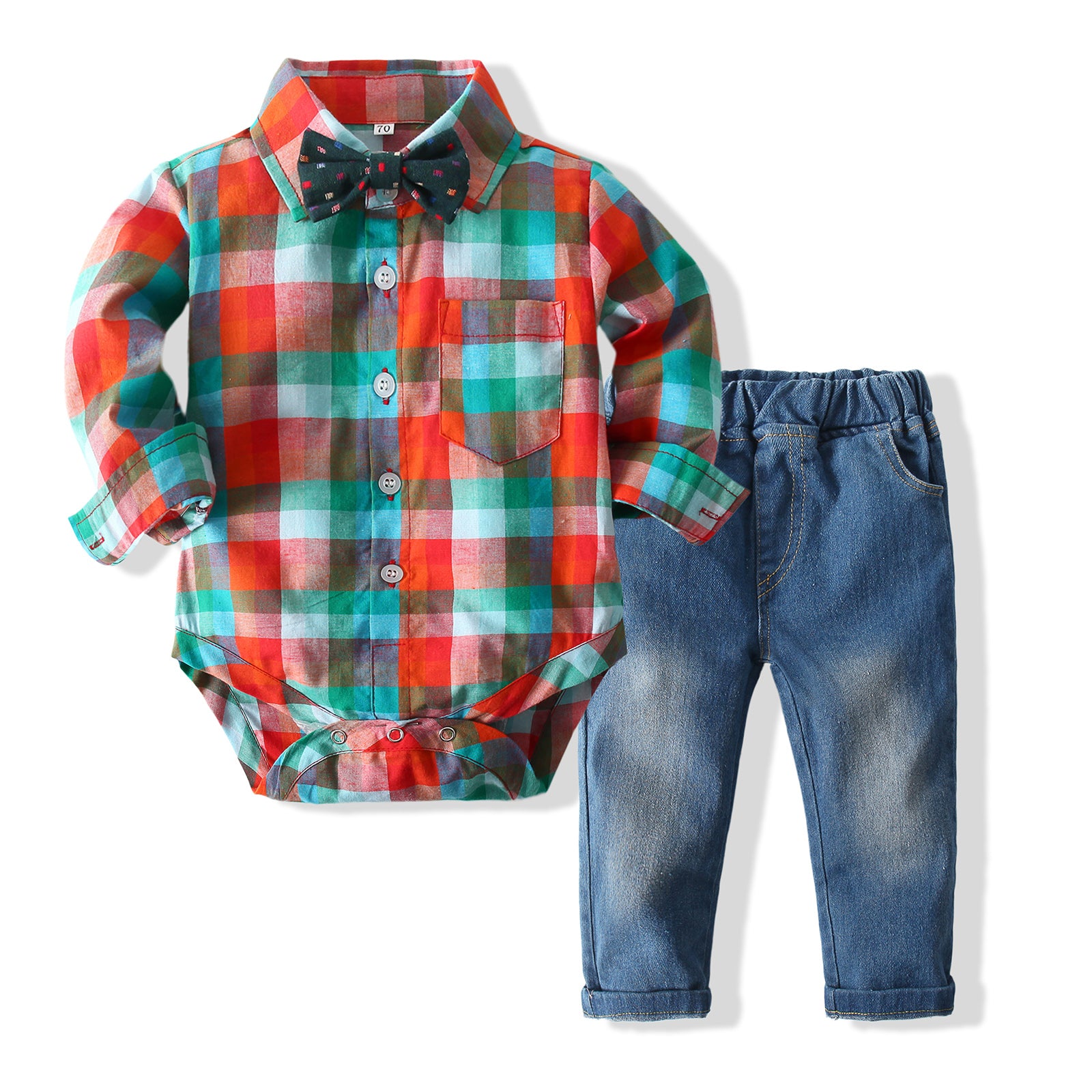 Boys Checked Pure Cotton Shirt With Trousers