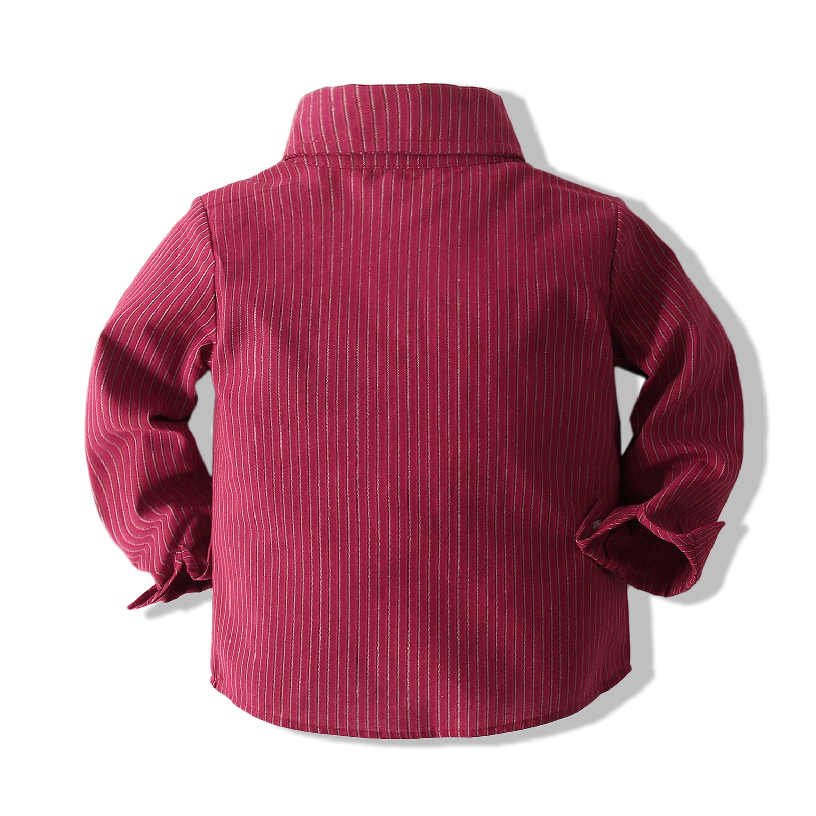 Boys Striped Pure Cotton Shirt With Trousers And Suspenders