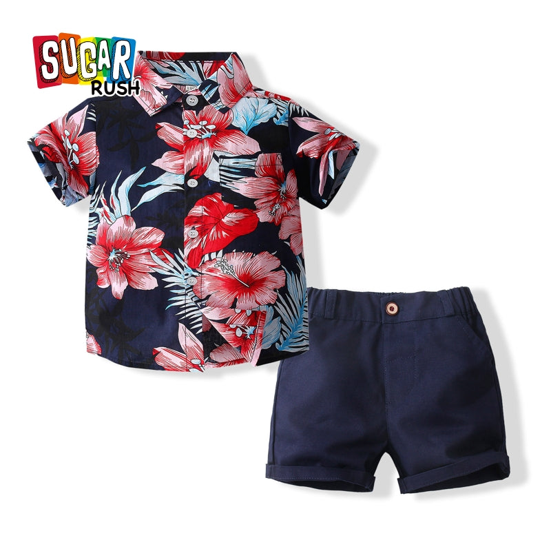 Boys Printed Pure Cotton Shirt with Shorts