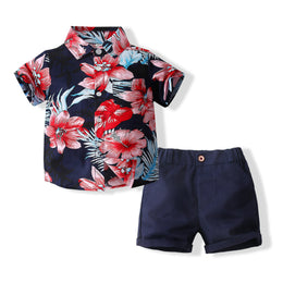 Boys Printed Pure Cotton Shirt with Shorts