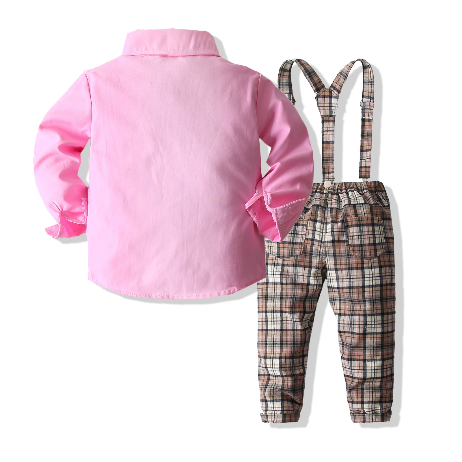Boys Pure Cotton Shirt With Trouser & Suspenders