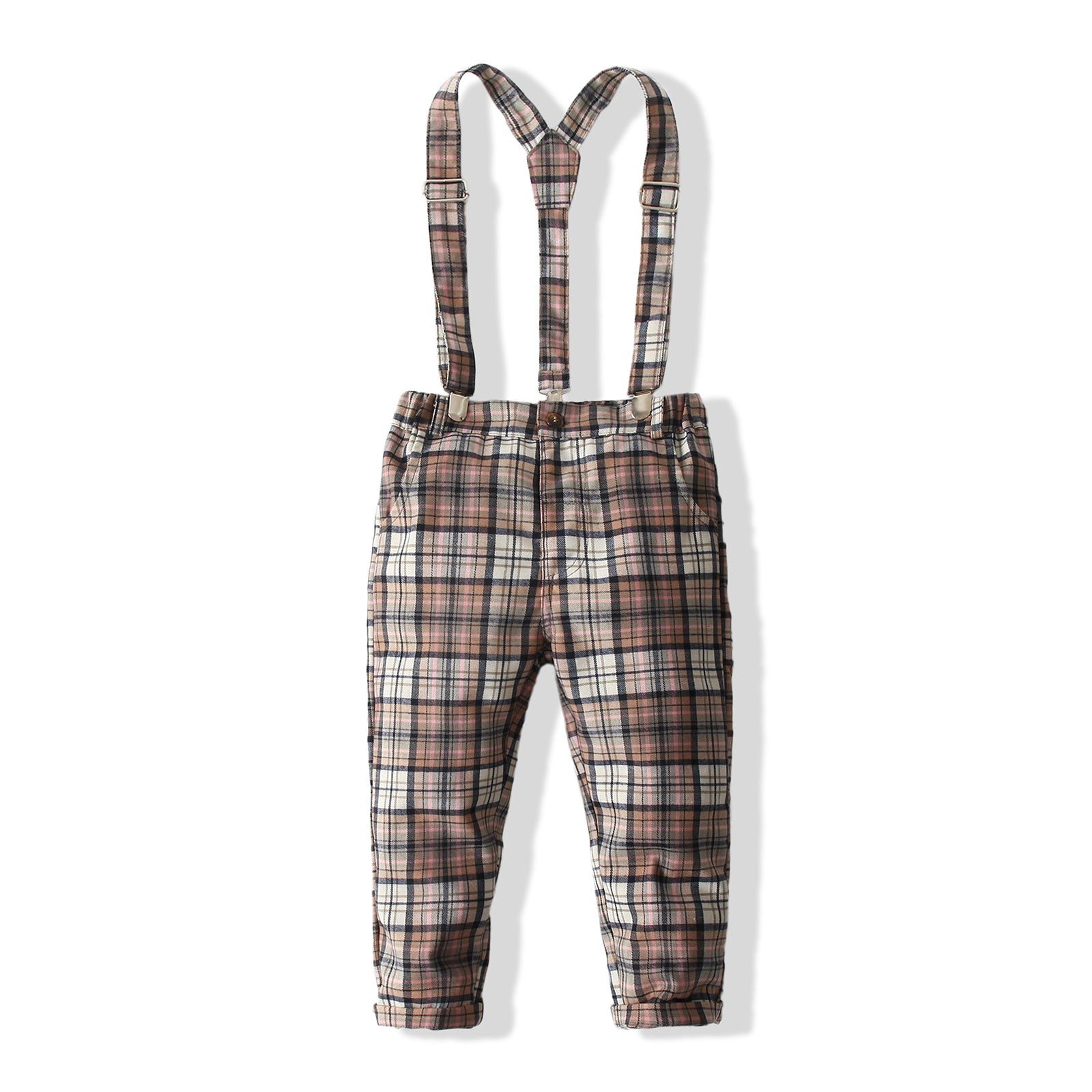 Boys Pure Cotton Shirt With Trouser & Suspenders