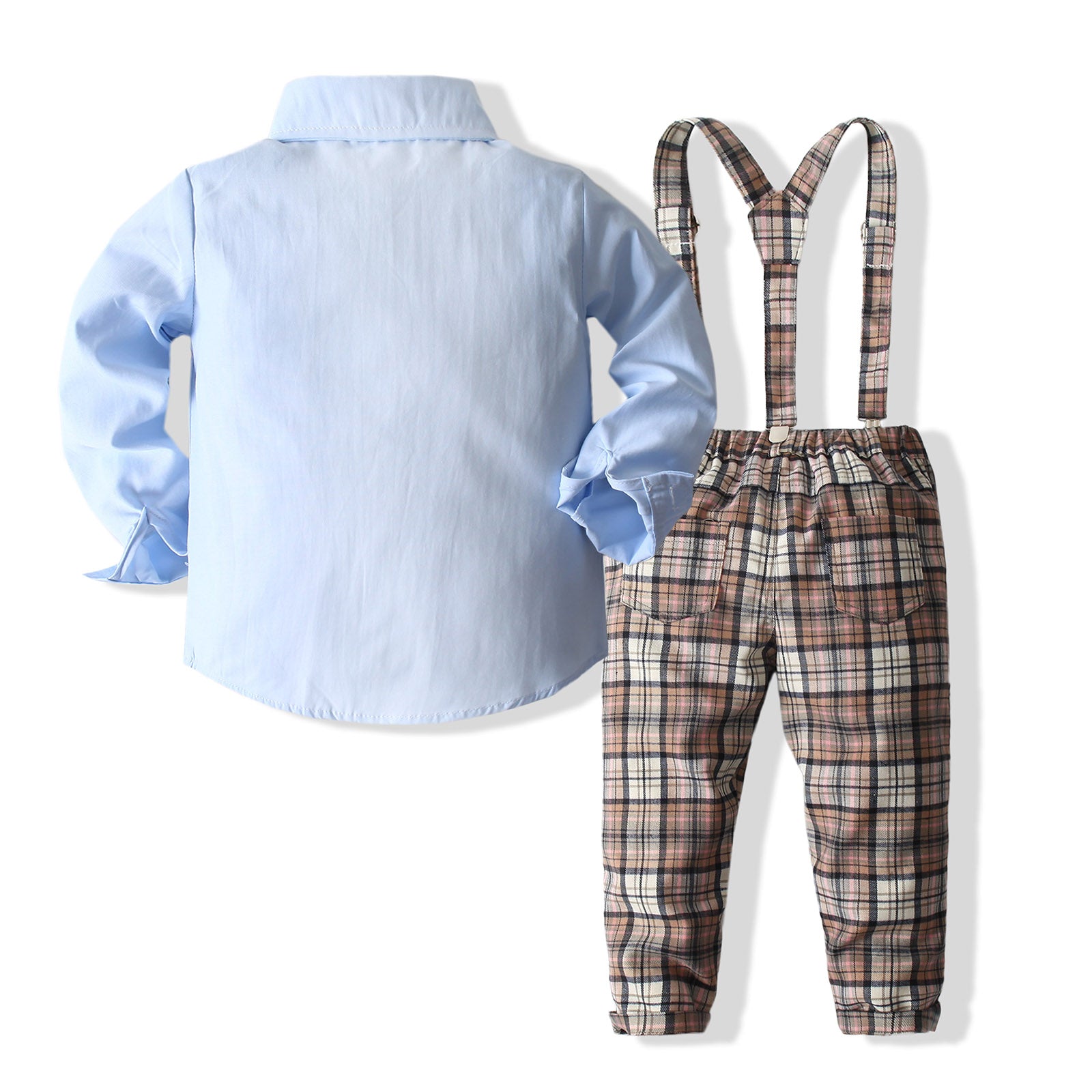 Boys Pure Cotton Shirt With Trouser & Suspenders