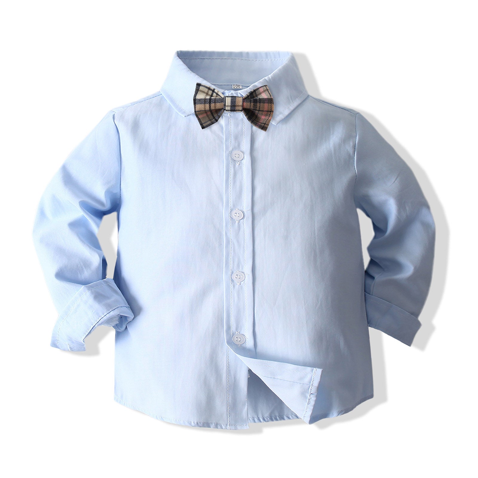 Boys Pure Cotton Shirt With Trouser & Suspenders