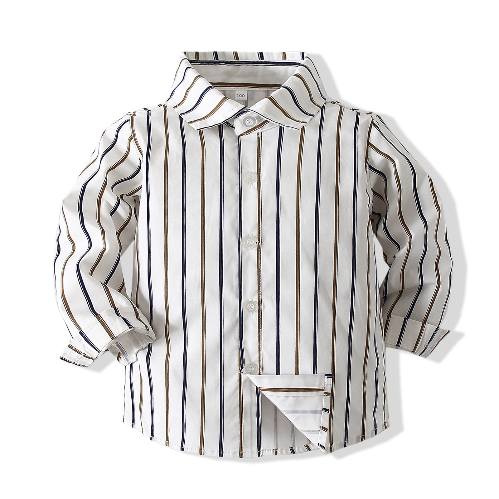 Boys Striped Pure Cotton Shirt With Trouser & Suspenders