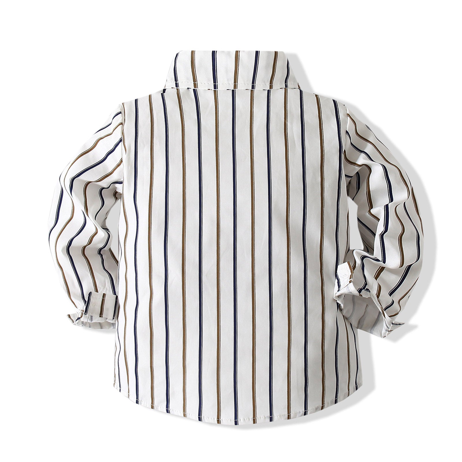 Boys Striped Pure Cotton Shirt With Trouser & Suspenders