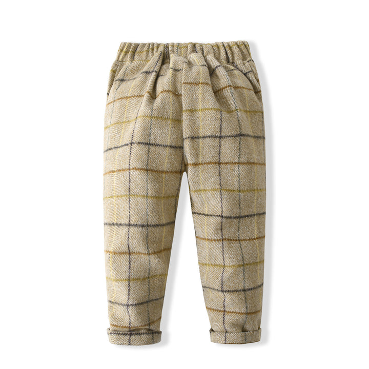 Boys Checked Pure Cotton Single-Breasted Three Piece Suit