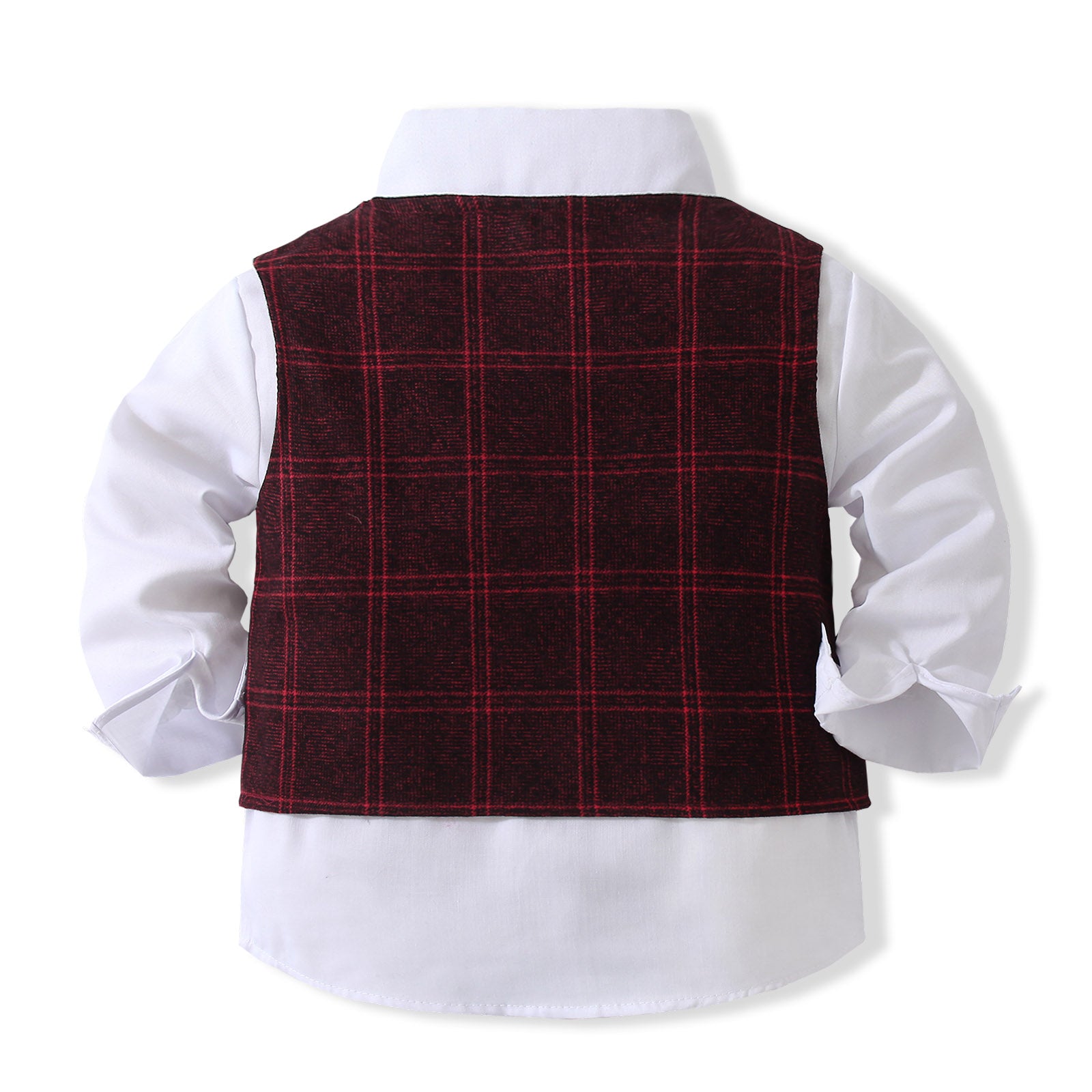 Boys Checked Pure Cotton Single-Breasted Three Piece Suit