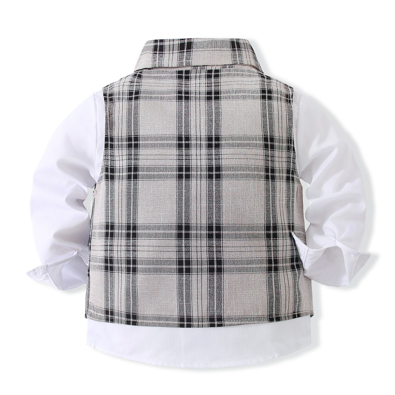Boys Checked Pure Cotton Single-Breasted Three Piece Suit