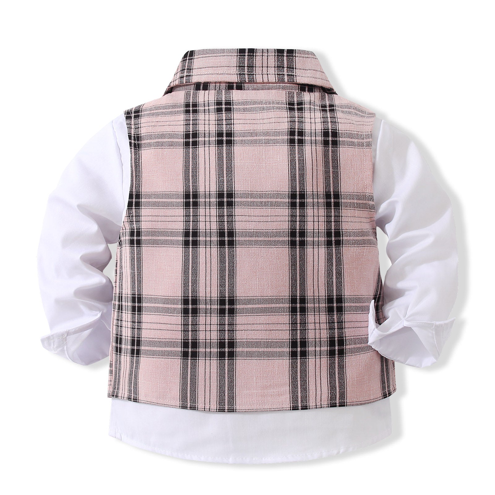 Boys Checked Pure Cotton Single-Breasted Three Piece Suit