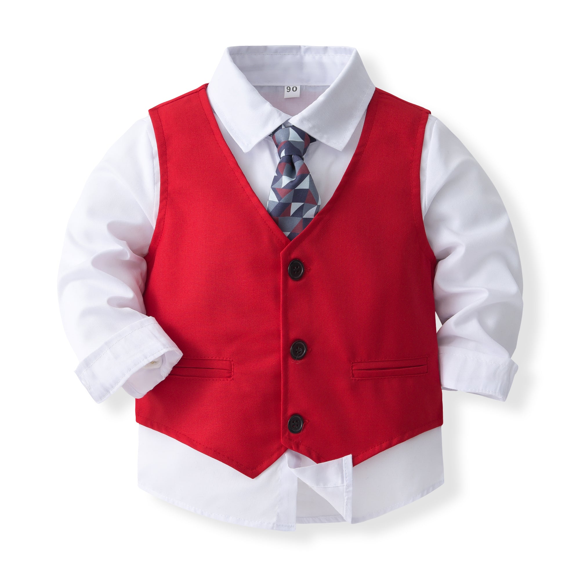 Boys Pure Cotton Single-Breasted Three Piece Suit