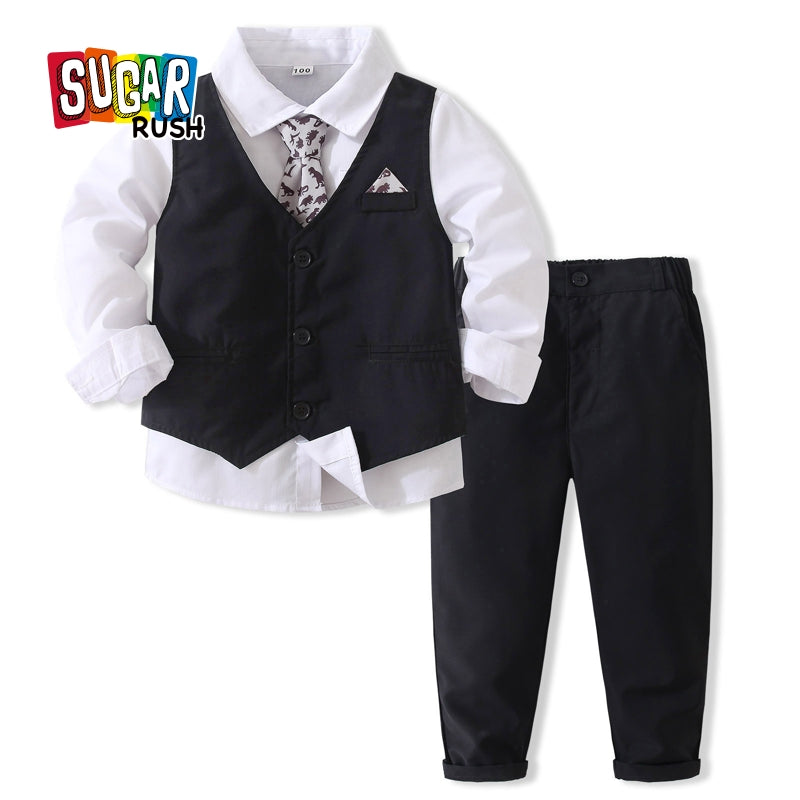 Boys Cotton Three-Piece Party Suits