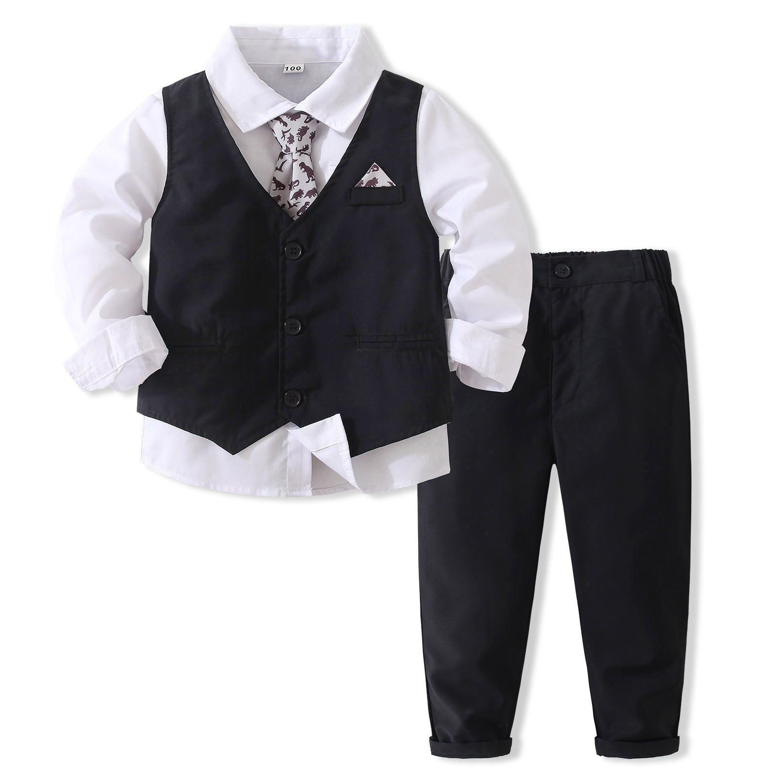Boys Cotton Three-Piece Party Suits