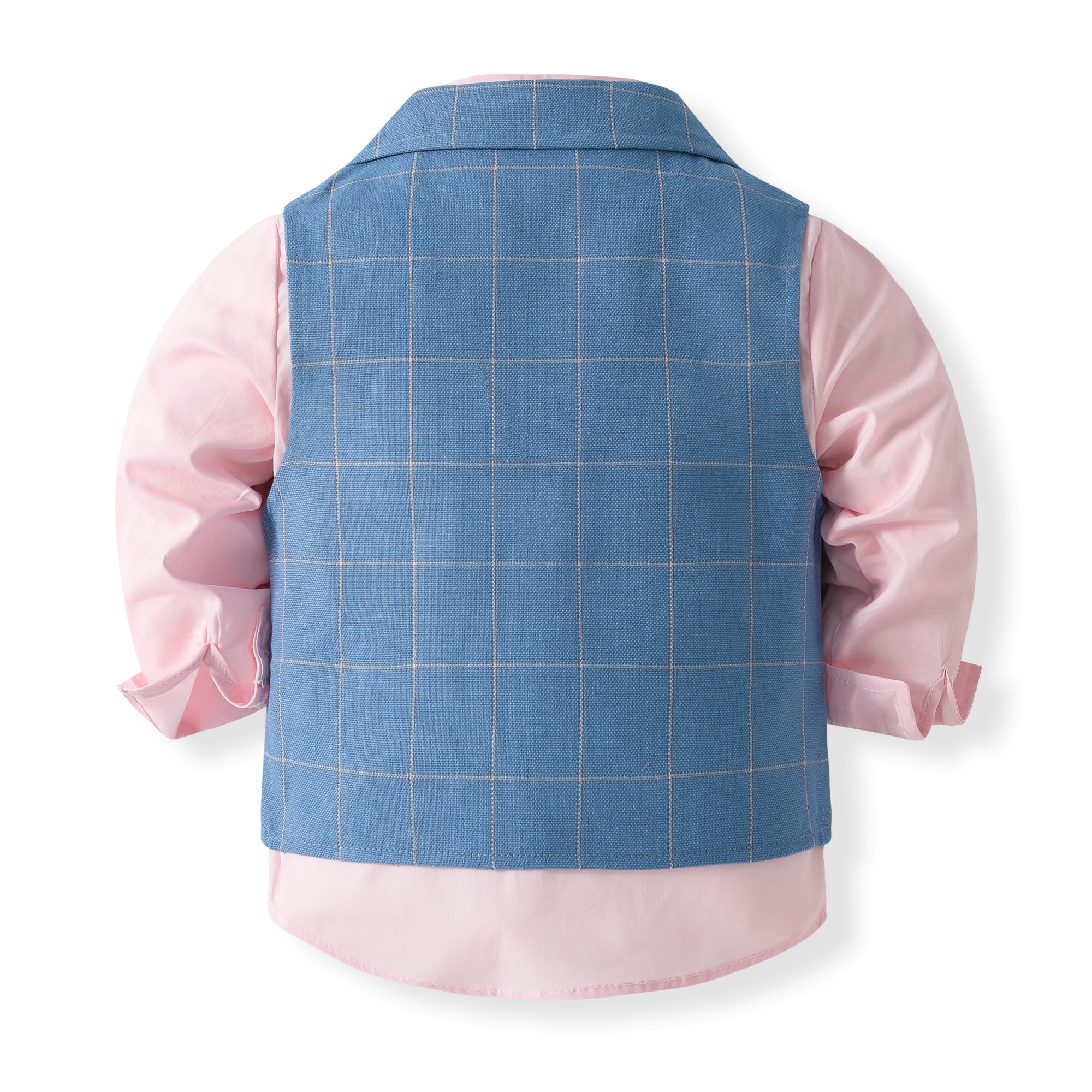 Boys Checked Pure Cotton Single-Breasted Three Piece Suit