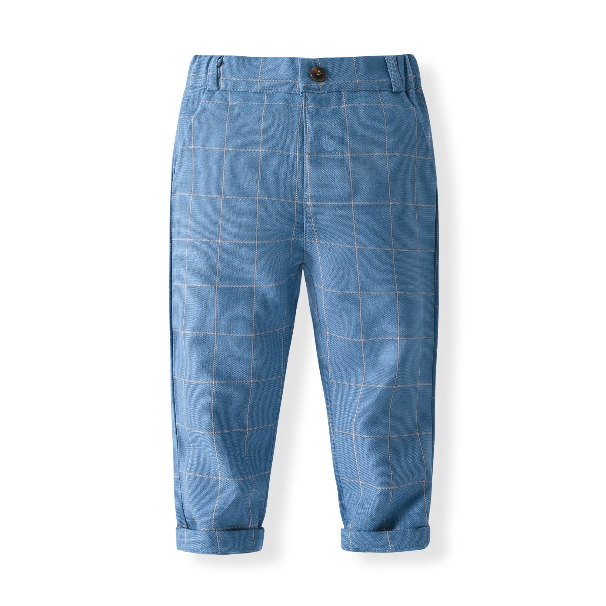 Boys Checked Pure Cotton Single-Breasted Three Piece Suit
