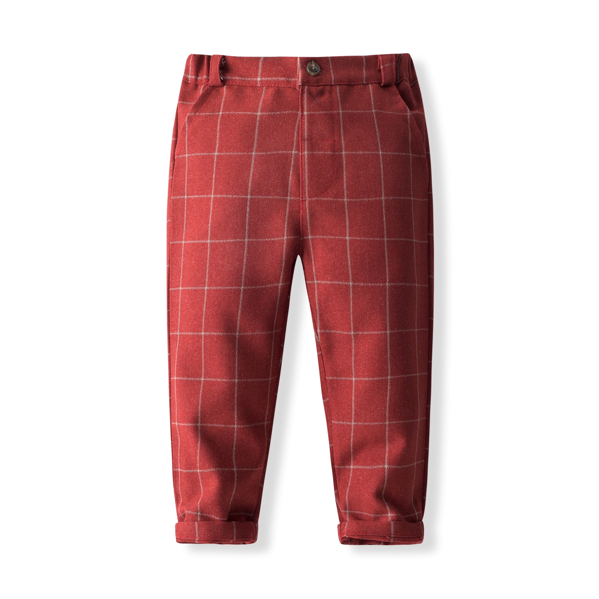Boys Checked Cotton Three-Piece Party Suits