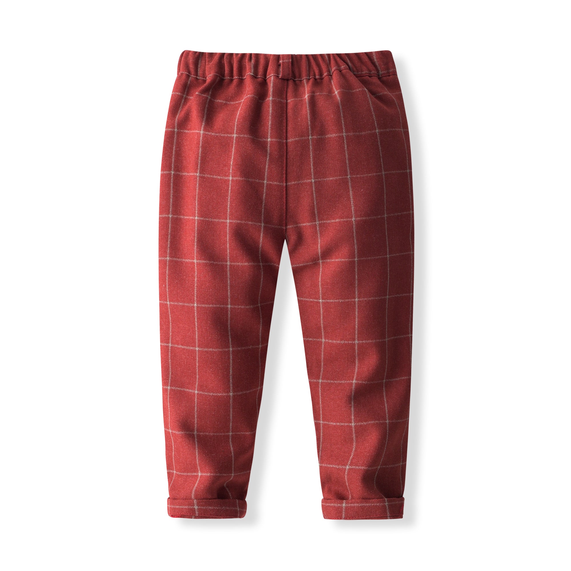 Boys Checked Cotton Three-Piece Party Suits