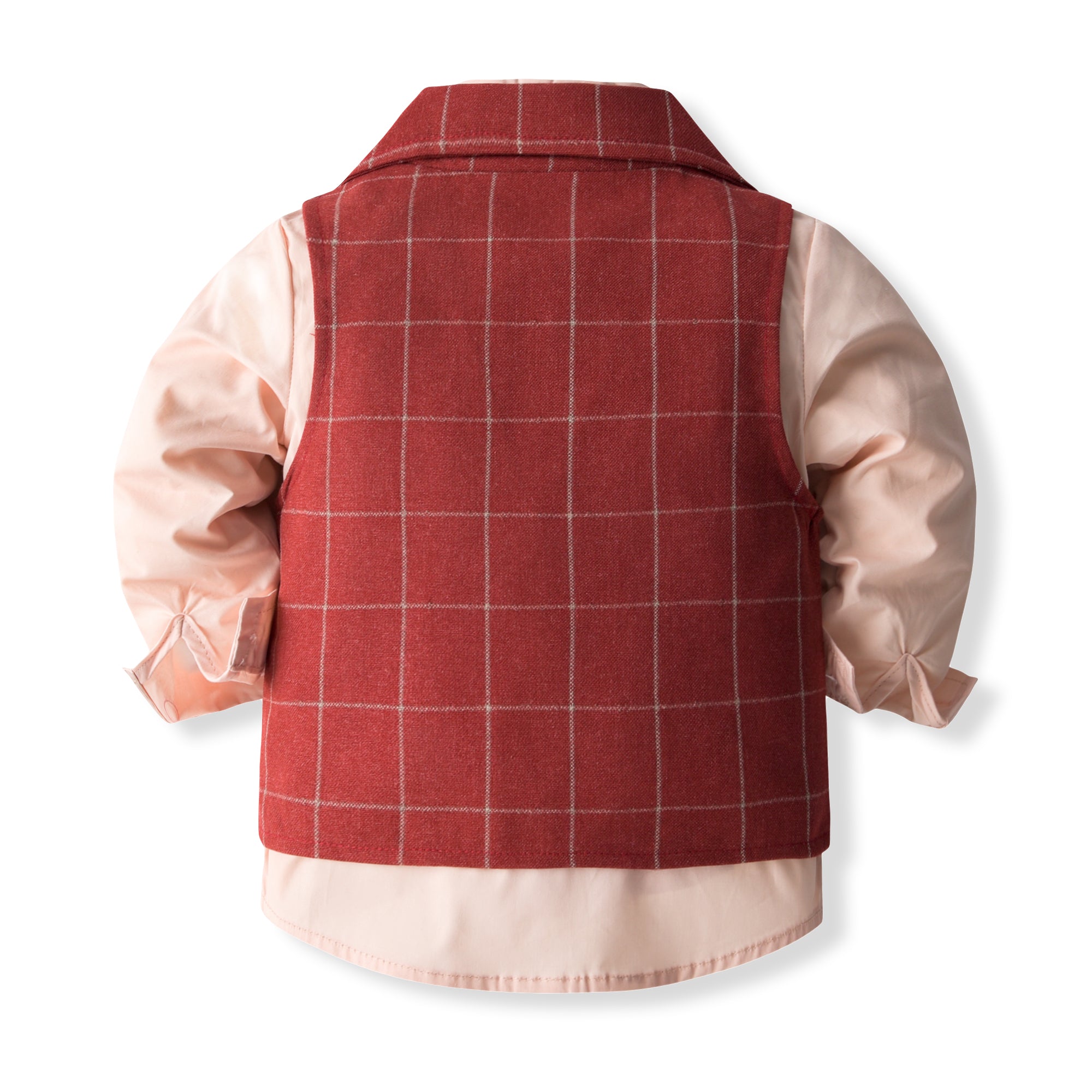 Boys Checked Cotton Three-Piece Party Suits