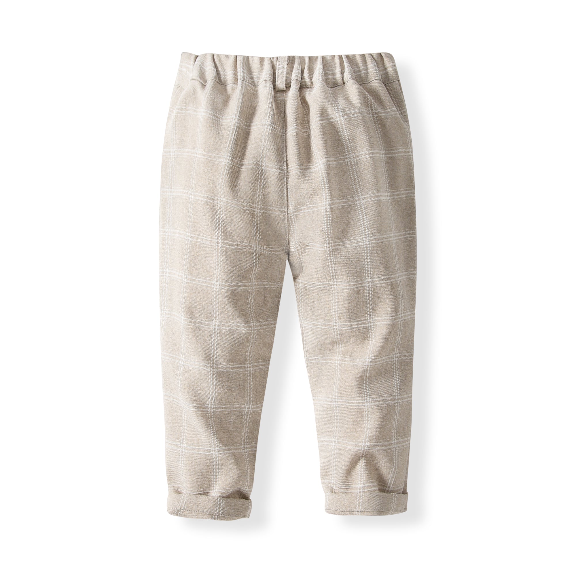 Boys Checked 3-Piece Single-Breasted Cotton Suits