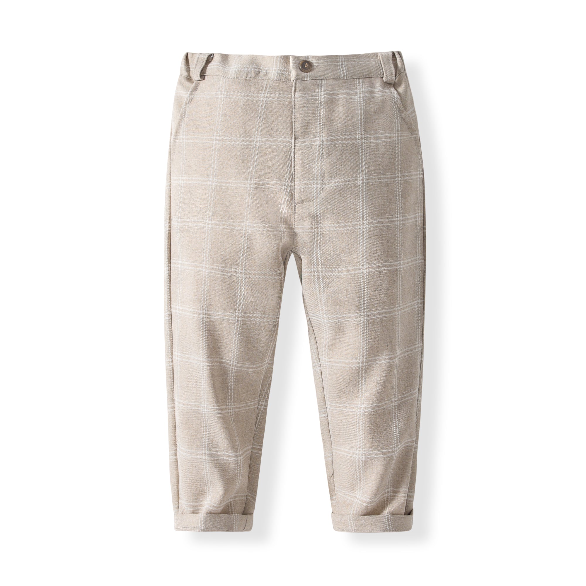 Boys Checked 3-Piece Single-Breasted Cotton Suits