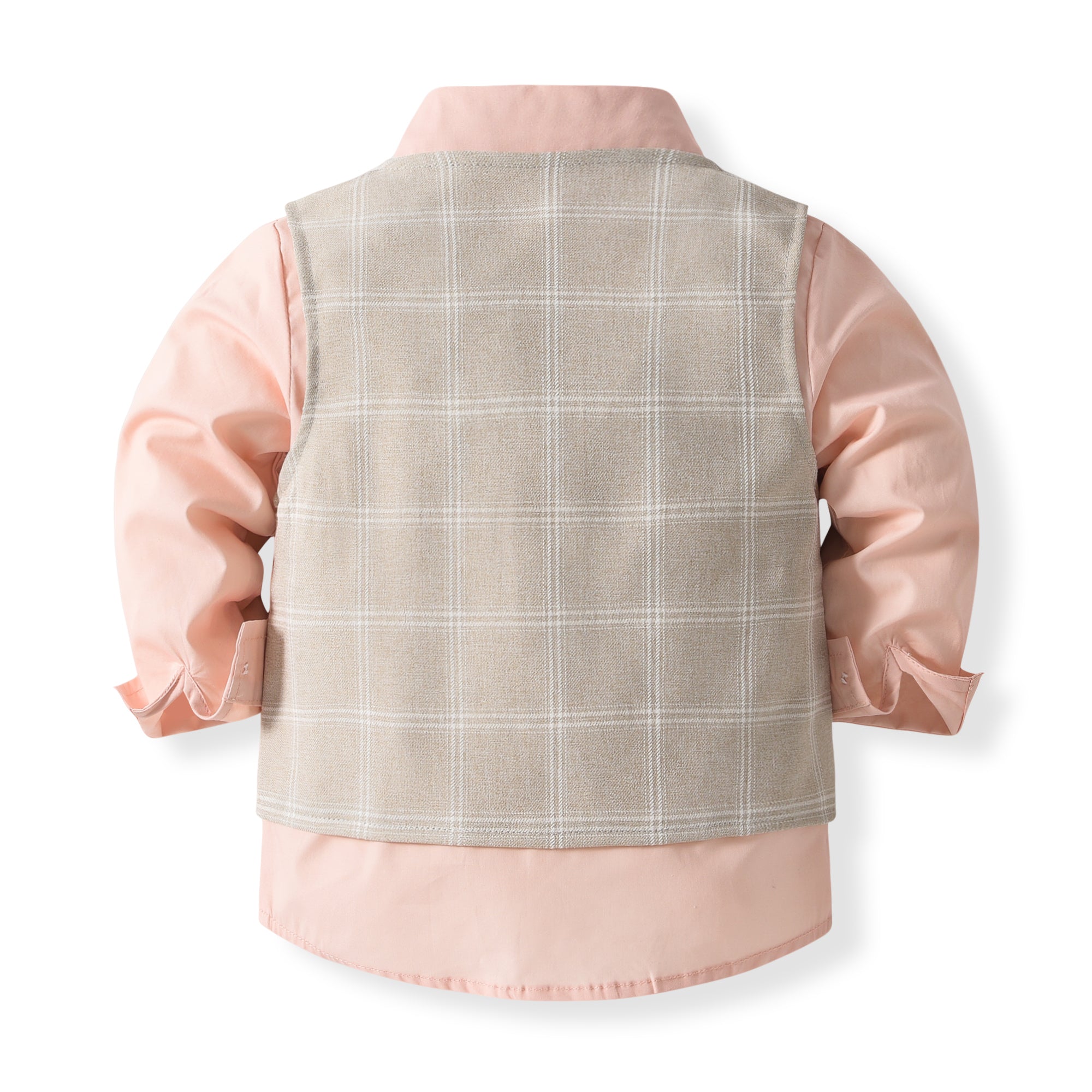 Boys Checked 3-Piece Single-Breasted Cotton Suits