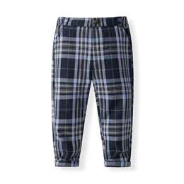 Boys Checked Pure Cotton Single-Breasted Three Piece Suit