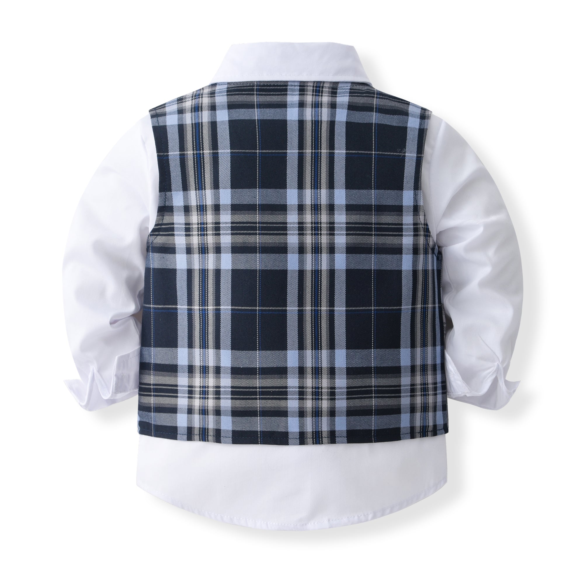 Boys Checked Pure Cotton Single-Breasted Three Piece Suit