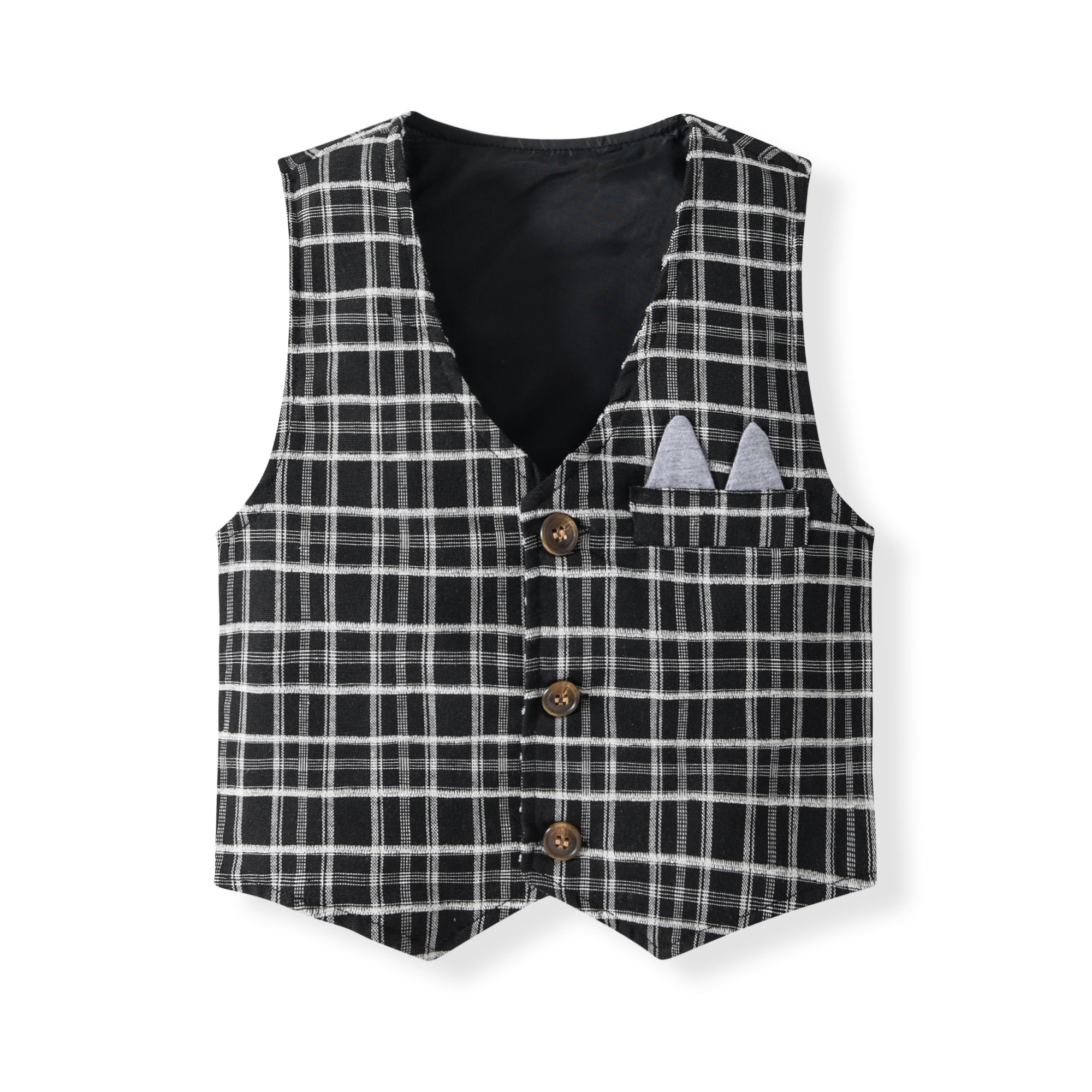 Boys Checked Pure Cotton Single-Breasted Three Piece Suit