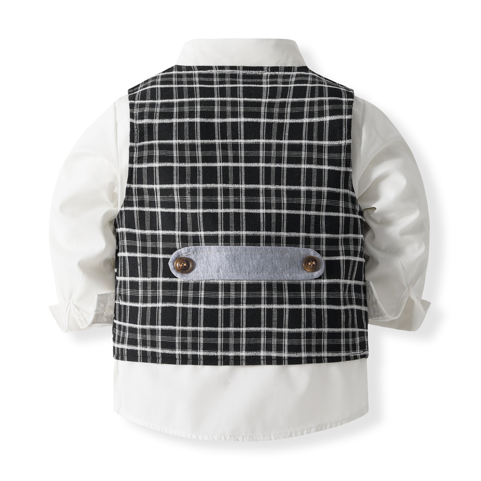 Boys Checked Pure Cotton Single-Breasted Three Piece Suit