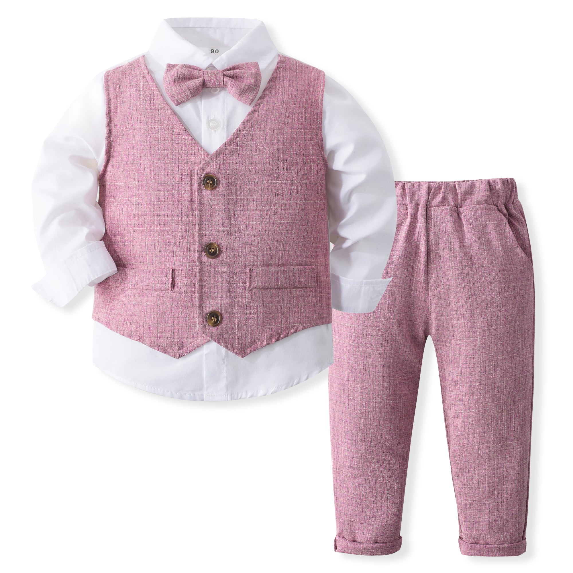Boys Pure Cotton Shirt With Trouser & Waistcoat