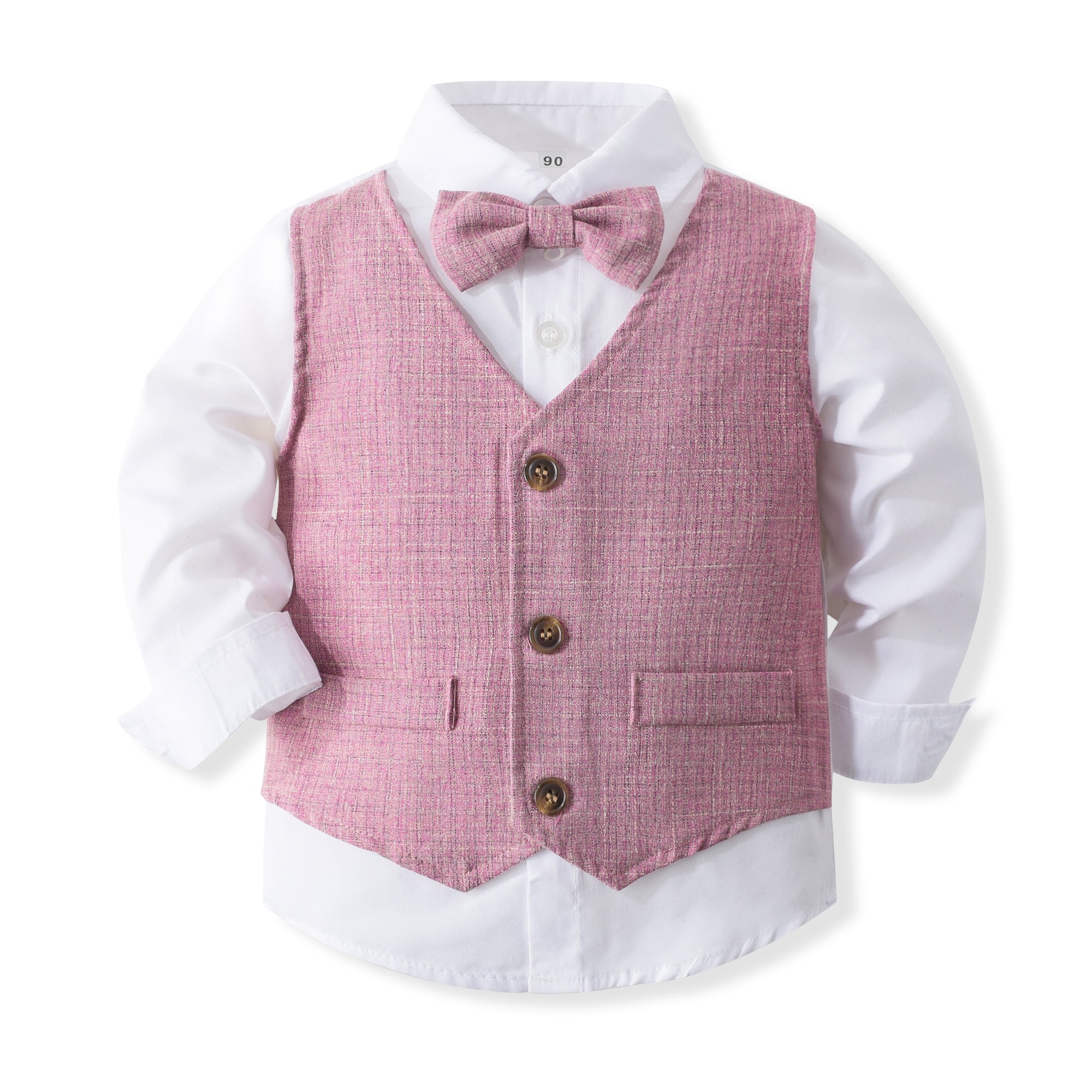 Boys Pure Cotton Shirt With Trouser & Waistcoat