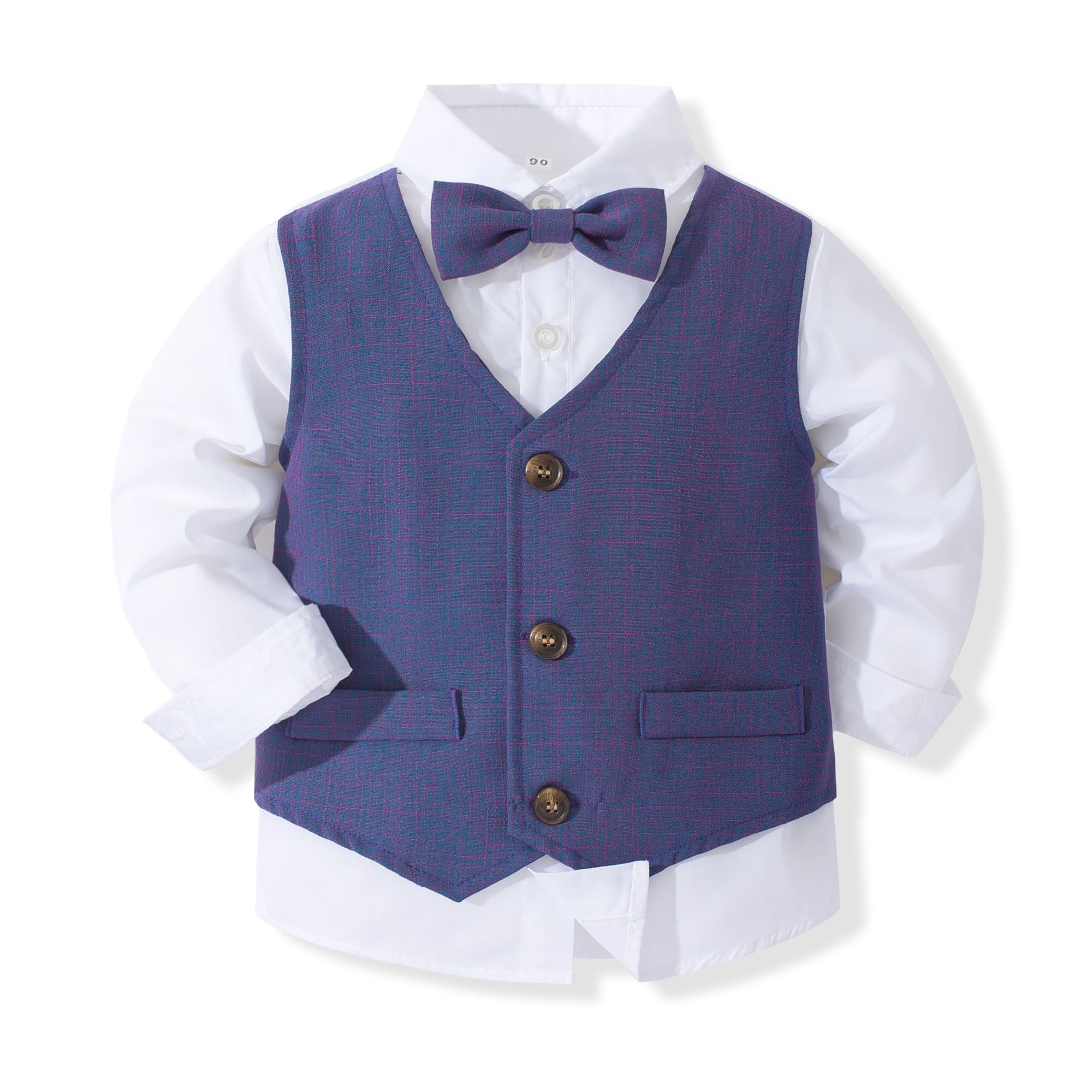 Boys Pure Cotton Shirt With Trouser & Waistcoat