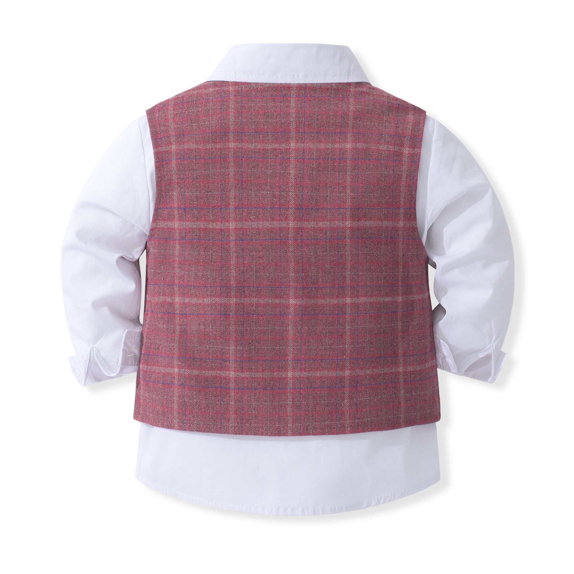 Boys Checked Pure Cotton Single-Breasted Three Piece Suit