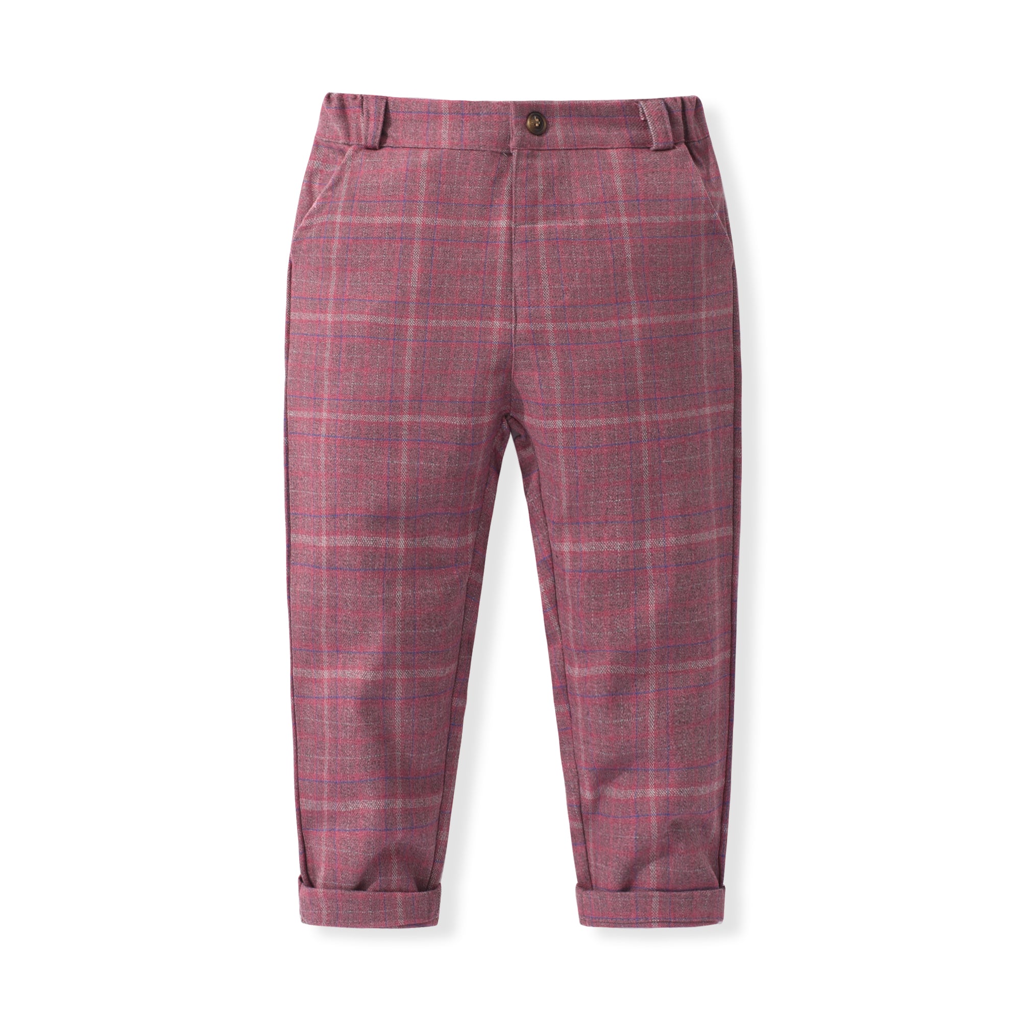 Boys Checked Pure Cotton Single-Breasted Three Piece Suit