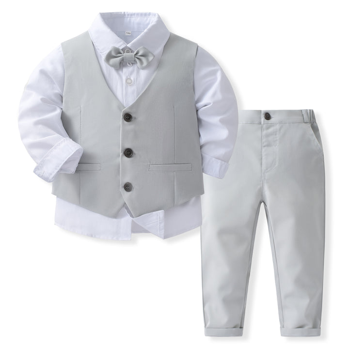 Boys Pure Cotton Single-Breasted Three Piece Suit