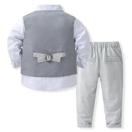 Boys Pure Cotton Single-Breasted Three Piece Suit